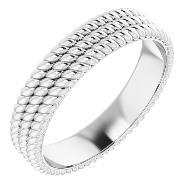 14k White 5.25 Mm 3-layered Stacked Rope Band Size 7