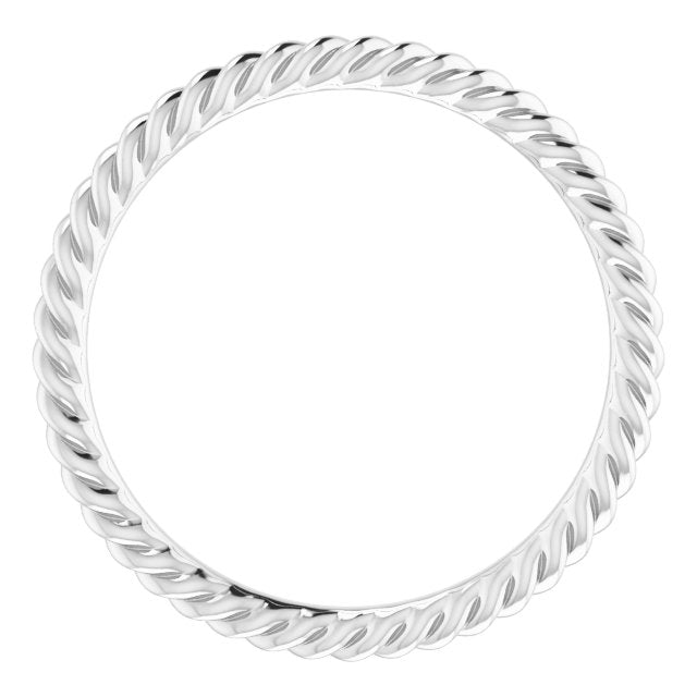 14k White 1.3 Mm Skinny Rope Band Size 4.5