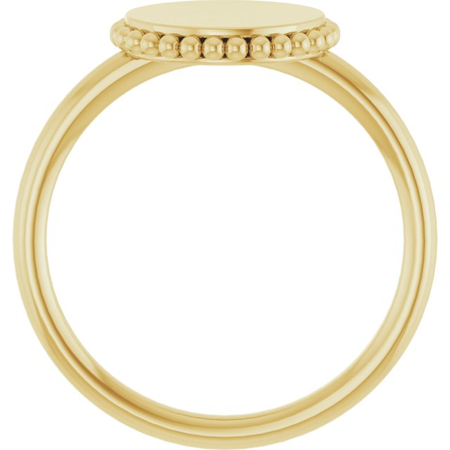 14k Yellow Engravable Beaded Ring