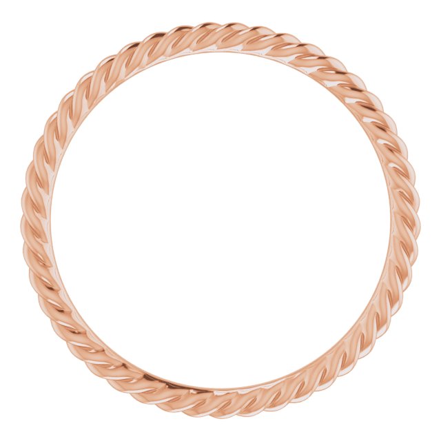 14k Rose 1.3 Mm Skinny Rope Band Size 8