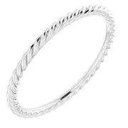 14k White 1.3 Mm Skinny Rope Band Size 8.5