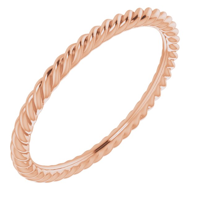 14k Rose 1.3 Mm Skinny Rope Band Size 5