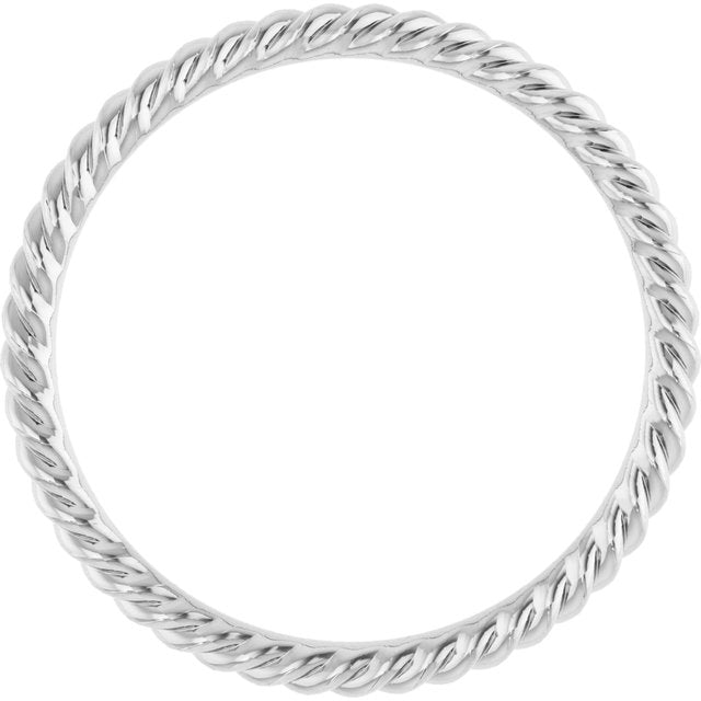 14k White 1.3 Mm Skinny Rope Band Size 7