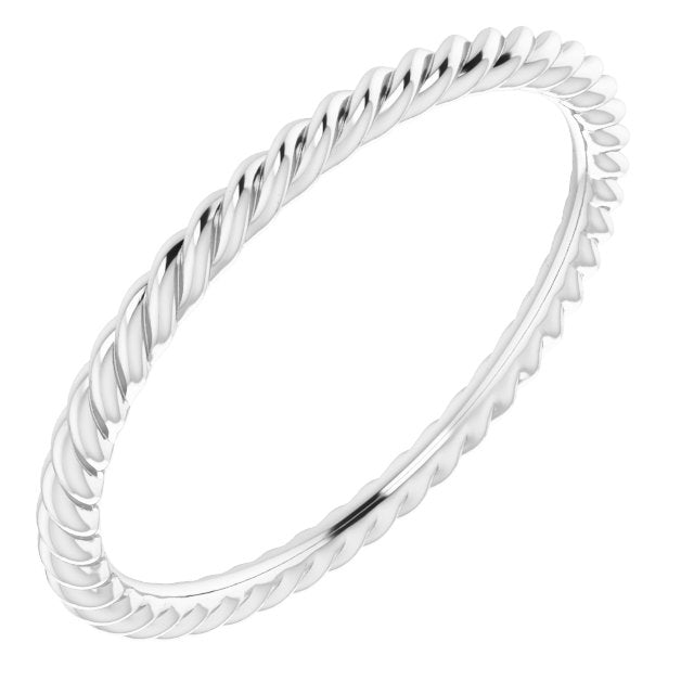 Sterling Silver 1.3 Mm Skinny Rope Band Size 6