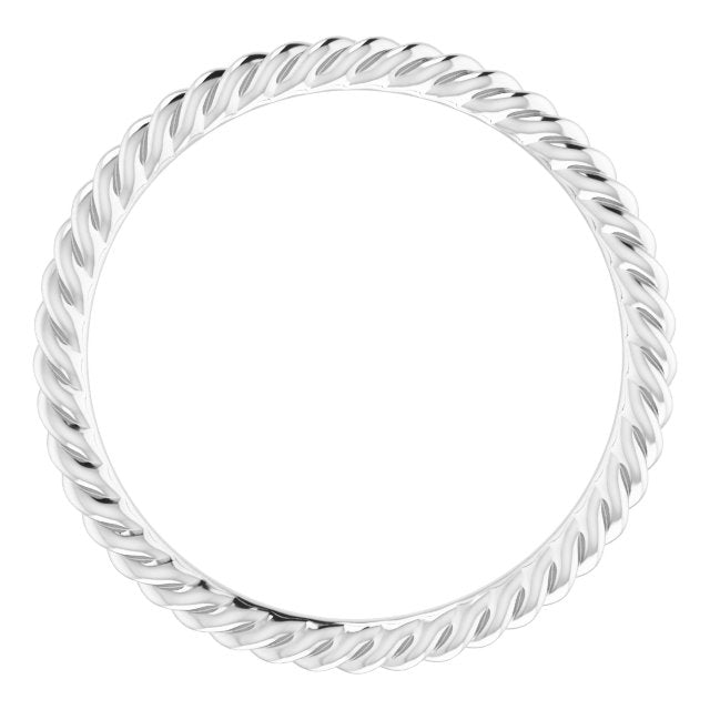 14k White 1.3 Mm Skinny Rope Band Size 5