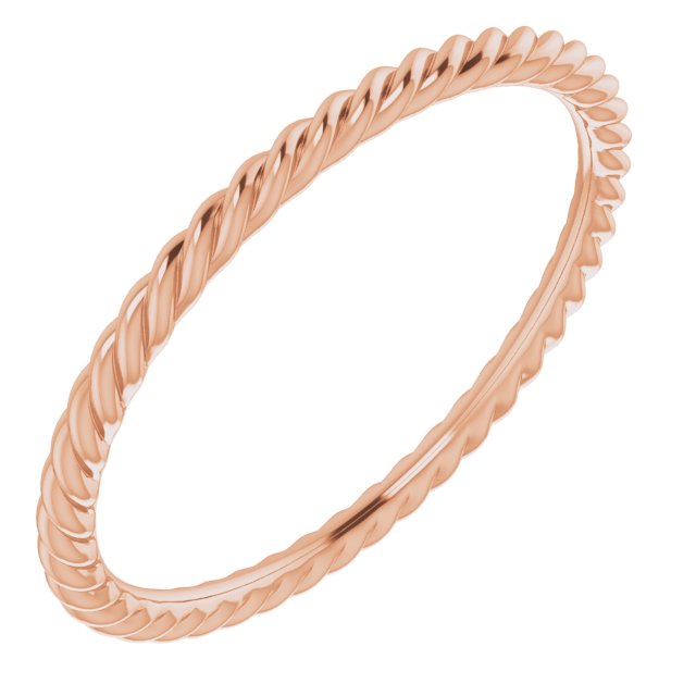 18k Rose 1.3 Mm Skinny Rope Band Size 7