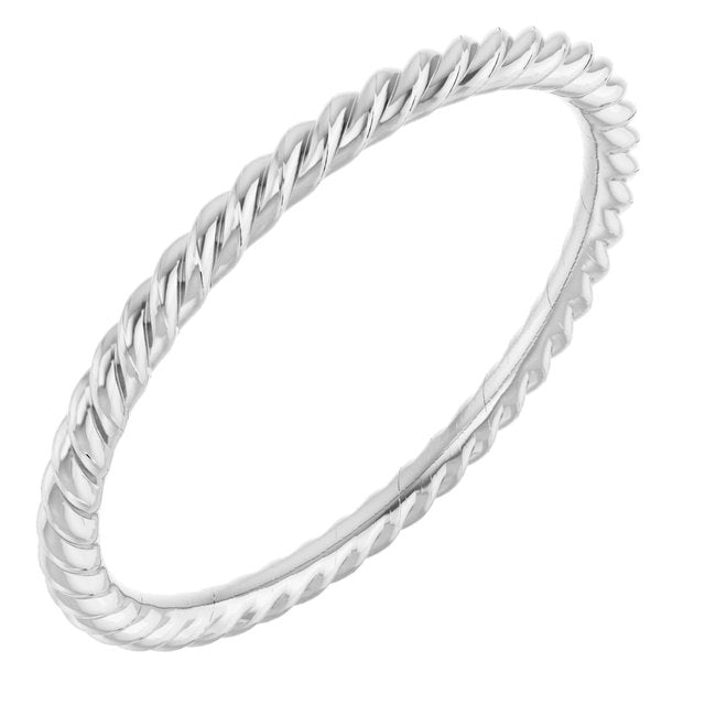 14k White 1.3 Mm Skinny Rope Band Size 7