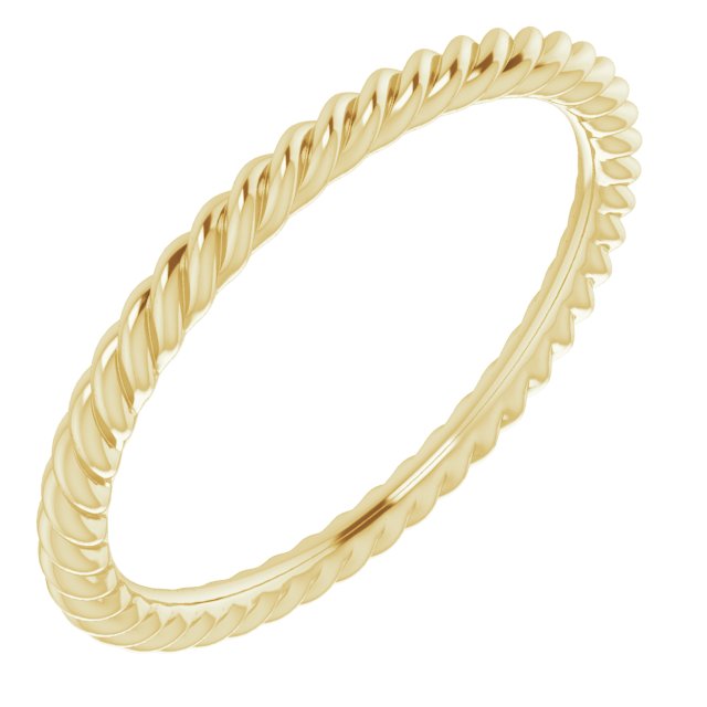14k Yellow 1.3 Mm Skinny Rope Band Size 4