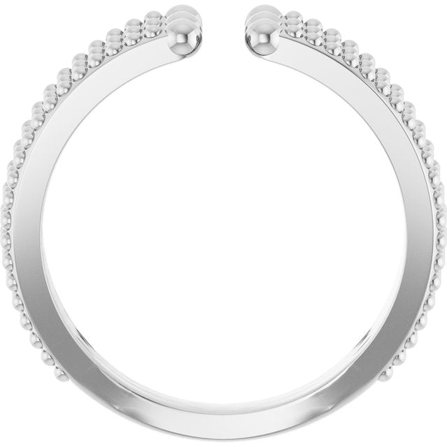 14k White Beaded Negative Space Ring