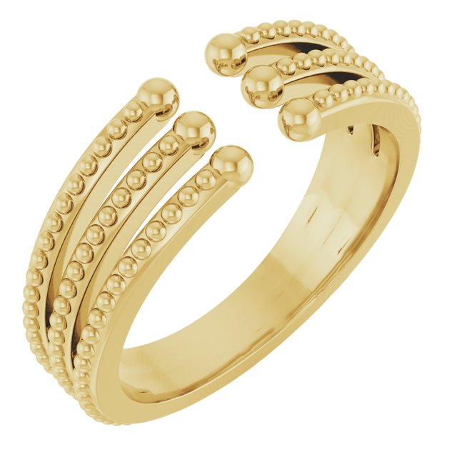 14k Yellow Beaded Negative Space Ring