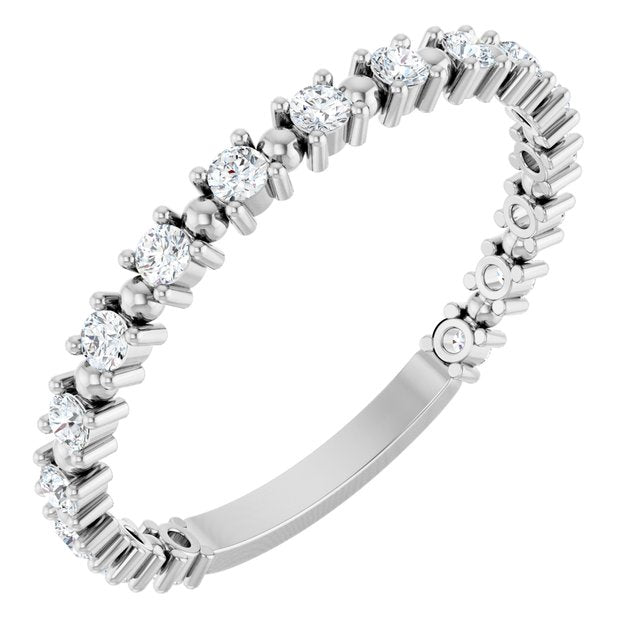 14k White 1/3 Ctw Natural Diamond Bead Anniversary Band