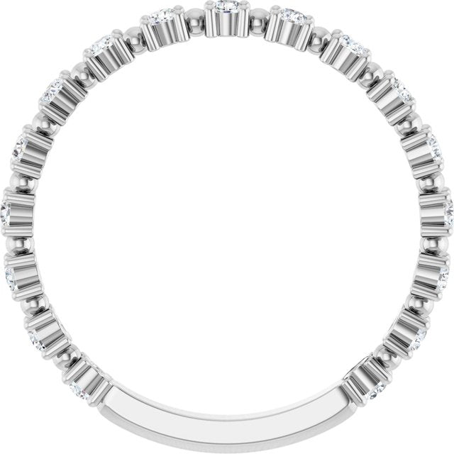 14k White 1/3 Ctw Natural Diamond Bead Anniversary Band