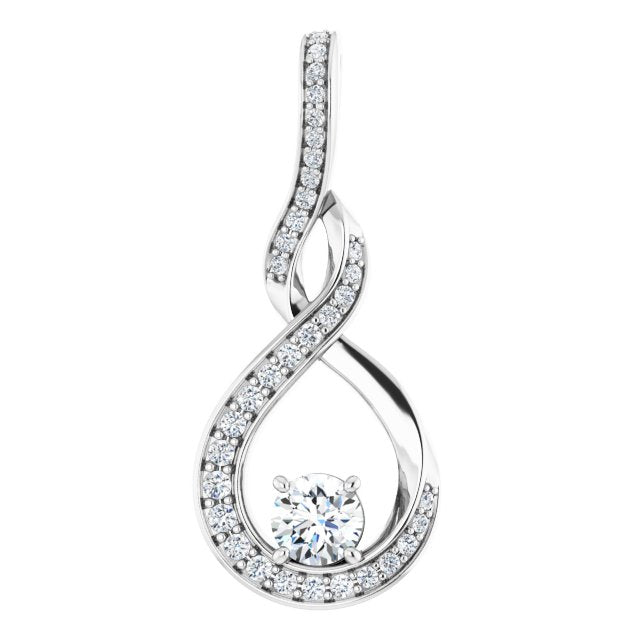 14k White 3/8 Ctw Natural Diamond Pendant