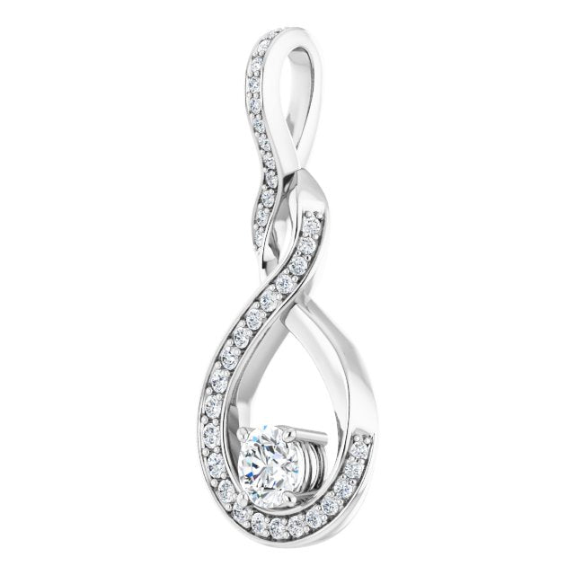 14k White 3/8 Ctw Natural Diamond Pendant