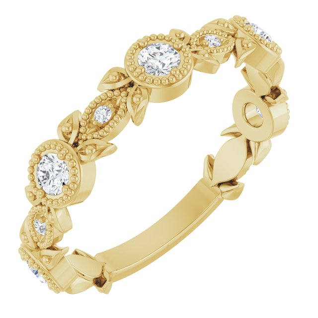 14k Yellow 1/3 Ctw Natural Diamond Leaf Ring