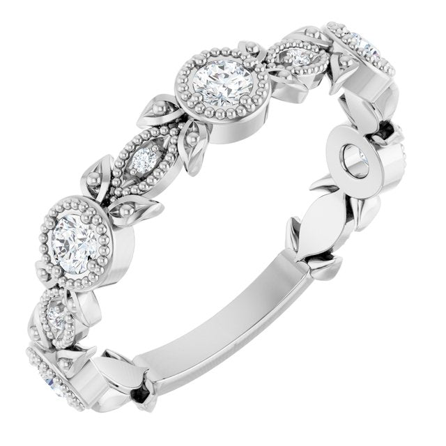 14k White 1/3 Ctw Natural Diamond Leaf Ring