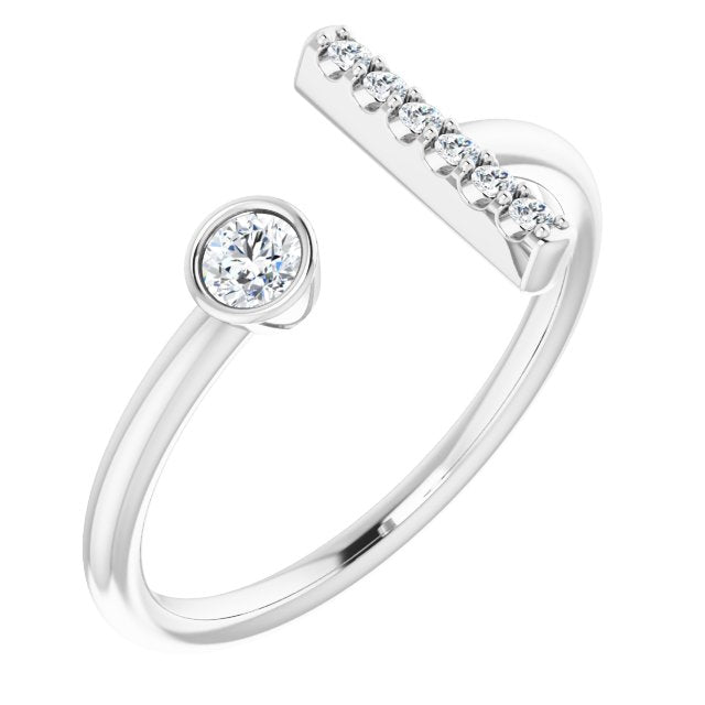 14k White 1/6 Ctw Natural Diamond Bar Ring