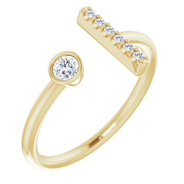 14k Yellow 1/6 Ctw Natural Diamond Bar Ring