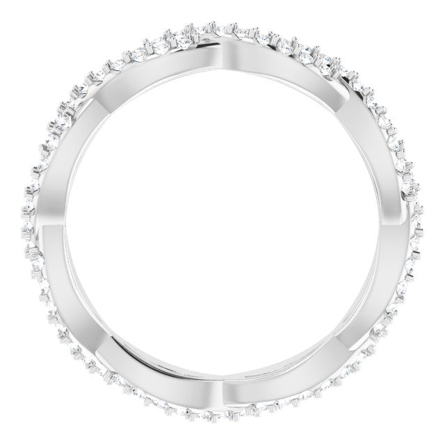 14k White 1/3 Ctw Natural Diamond Infinity-inspired Eternity Band Size 4.5
