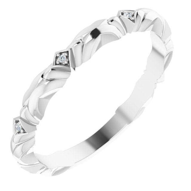 14k White .02 Ctw Natural Diamond Anniversary Band