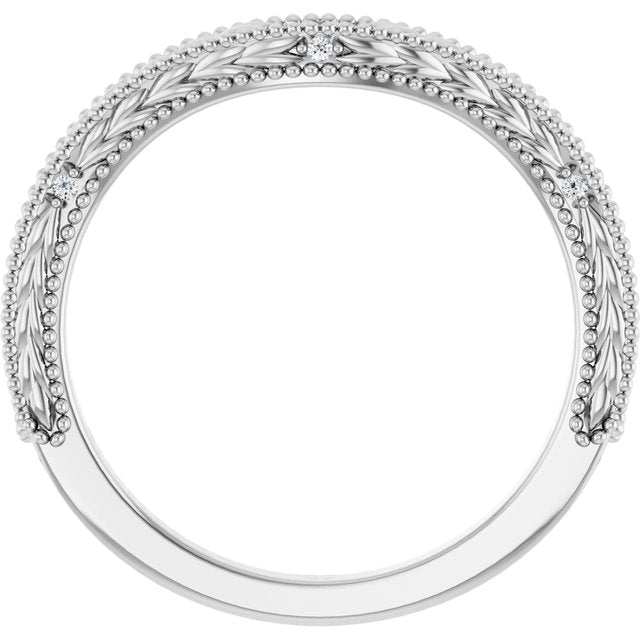 14k White .03 Ctw Natural Diamond Contour Band