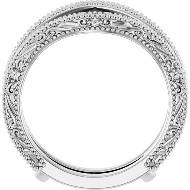 14k White .05 Ctw Natural Diamond Ring Guard