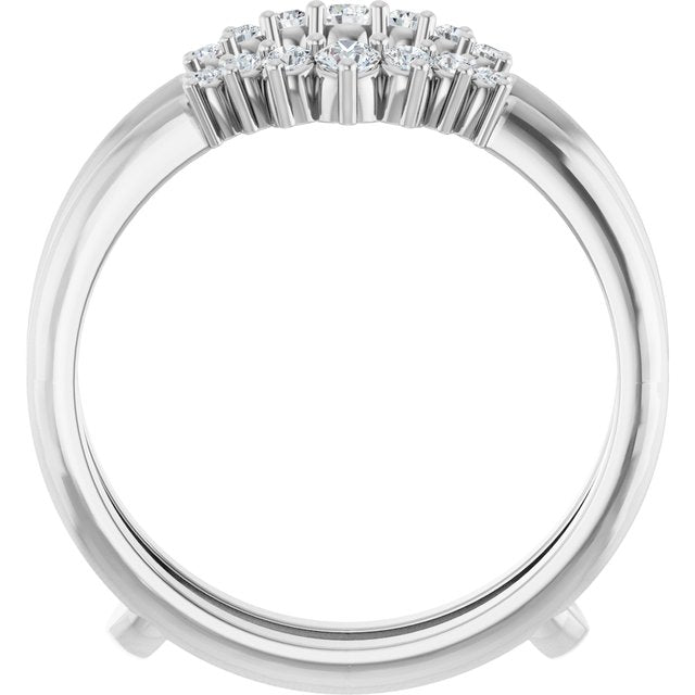 14k White 1/4 Ctw Natural Diamond Ring Guard