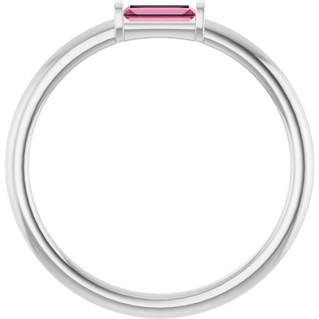 Sterling Silver Natural Pink Tourmaline Stackable Ring