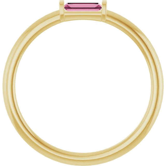 14K Yellow Natural Pink Tourmaline Stackable Ring