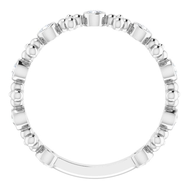 14k White 1/4 Ctw Natural Diamond Beaded Ring
