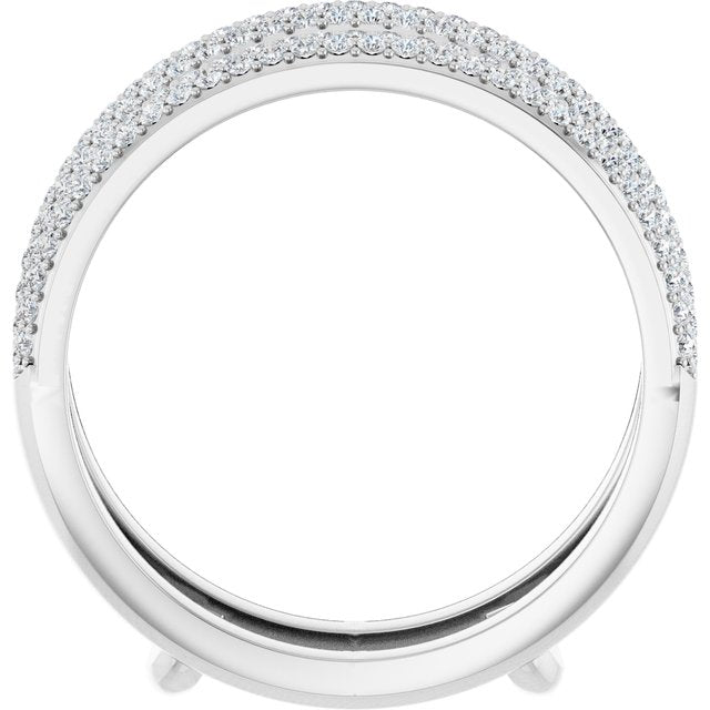 14k White 1/2 Ctw Natural Diamond Ring Guard