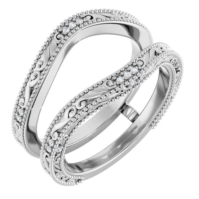 14k White .05 Ctw Natural Diamond Ring Guard
