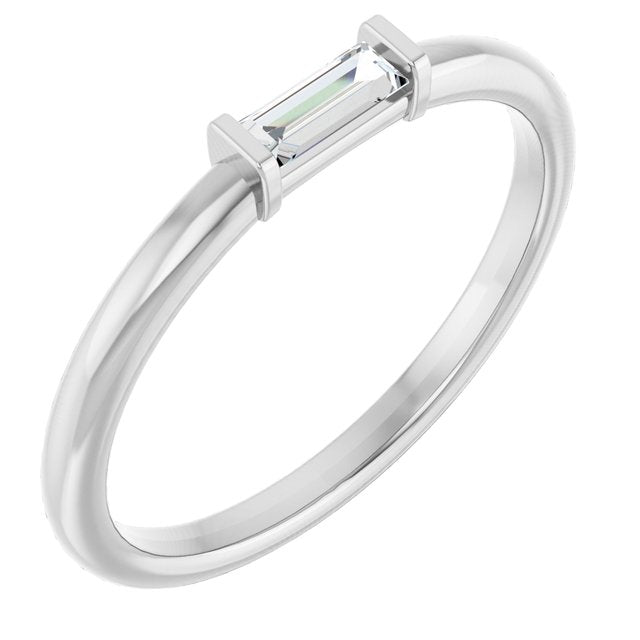 14k White 1/8 Ctw  Natural Diamond Stackable Ring