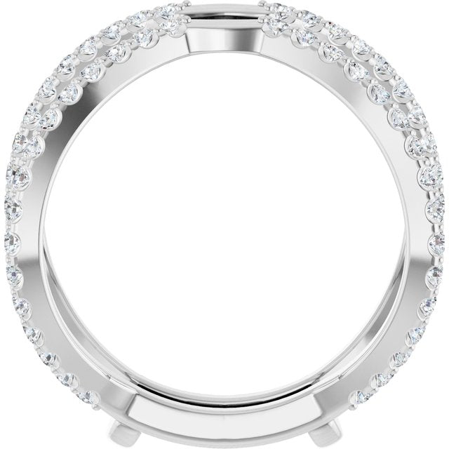 14k White 5/8 Ctw Natural Diamond Ring Guard