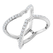 14k White 5/8 Ctw Natural Diamond Ring Guard