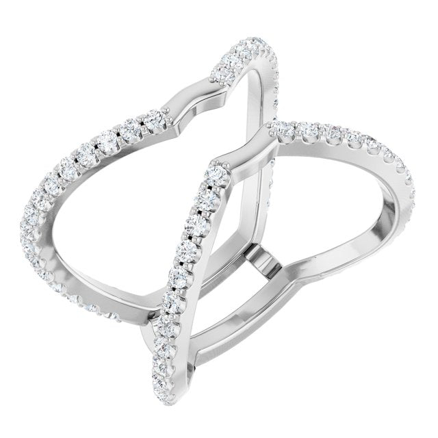 14k White 5/8 Ctw Natural Diamond Ring Guard