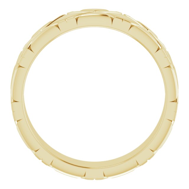 14k Yellow 6 Mm X-pattern Quilted Band Size 10