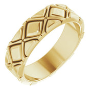 14k Yellow 6 Mm X-pattern Quilted Band Size 10