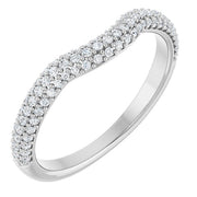 14k White 1/4 Ctw Natural Diamond Pavé Contour Band