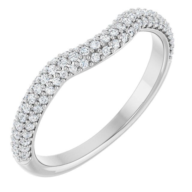14k White 1/4 Ctw Natural Diamond Pavé Contour Band
