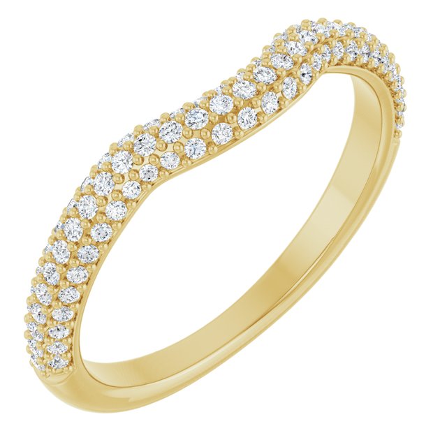 14k Yellow 1/4 Ctw Natural Diamond Pavé Contour Band