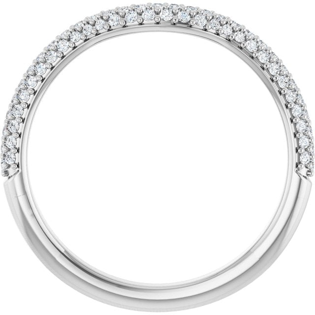 14k White 1/4 Ctw Natural Diamond Pavé Contour Band