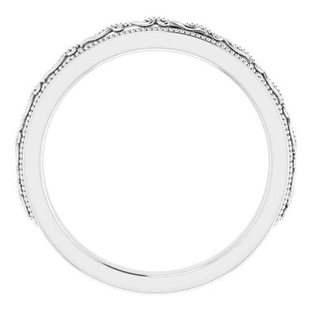 14K White Wedding Band