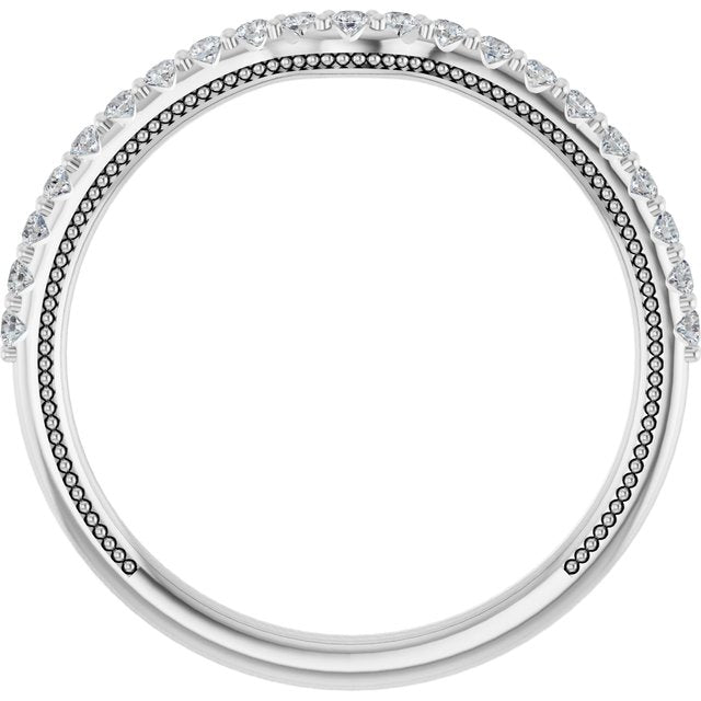 14k White 1/5 Ctw Natural Diamond Band For 6.5 Mm Round Ring