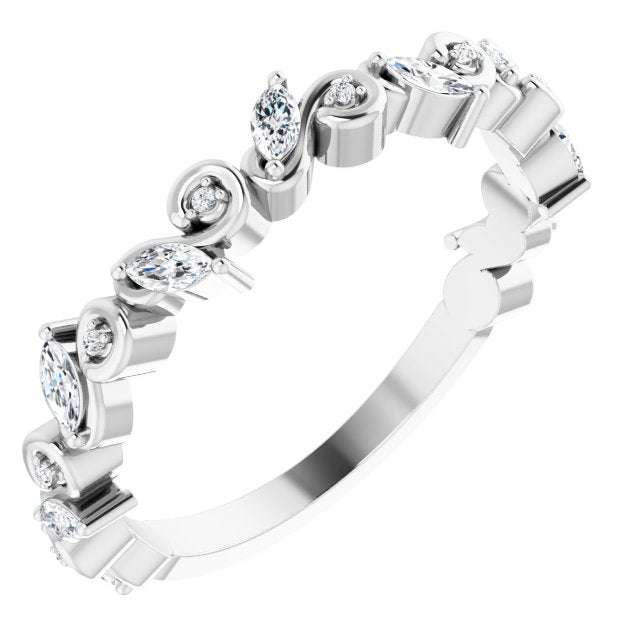 14k White 1/3 Ctw Natural Diamond Anniversary Band