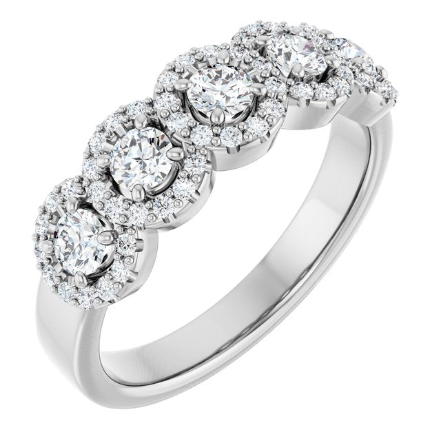14k White 3/4 Ctw Natural Diamond Anniversary Band