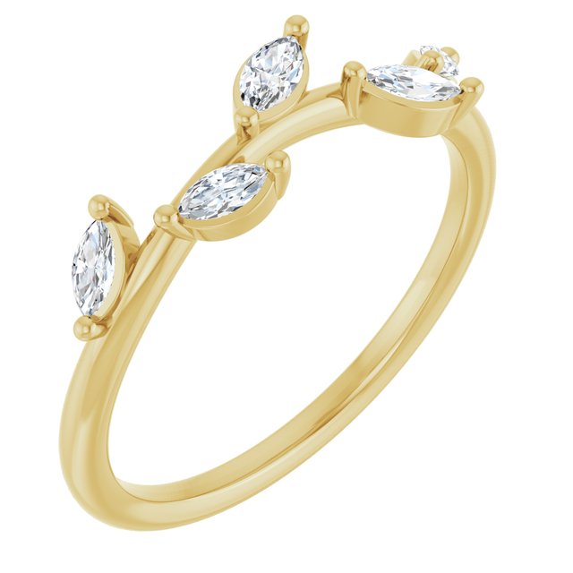 14k Yellow 1/4 Ctw Natural Diamond Leaf Ring