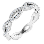 14k White 1/3 Ctw Natural Diamond Infinity-inspired Eternity Band Size 6