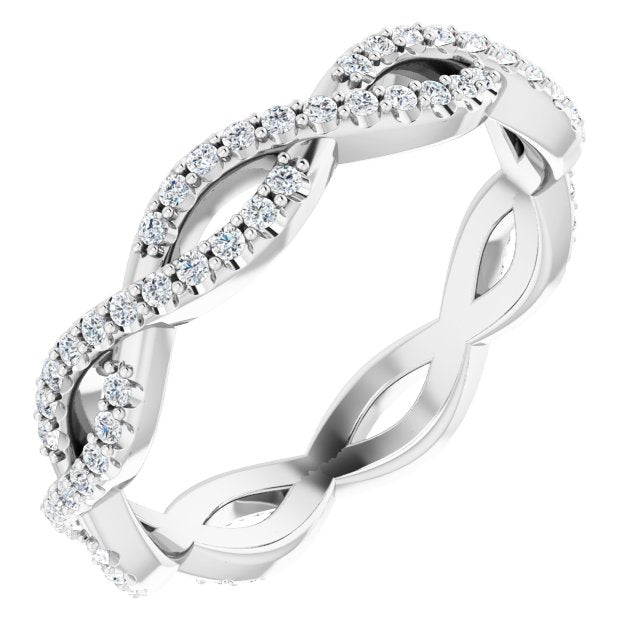 14k White 1/3 Ctw Natural Diamond Infinity-inspired Eternity Band Size 6