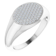 14k White 1/3 Ctw Natural Diamond Signet Ring